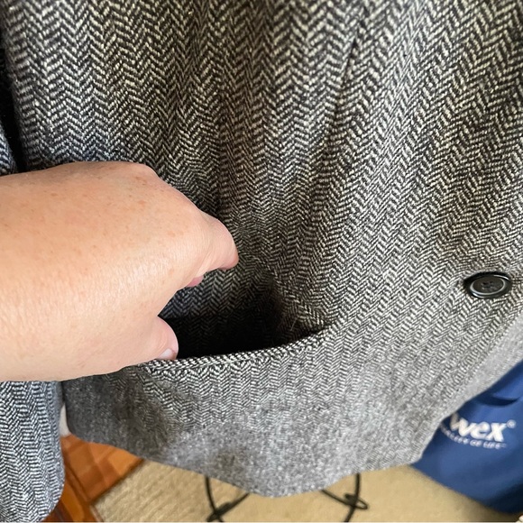 Talbots Herringbone Tweed Wool Blend Black Gray Women's Plus Size Blazer 18W - Picture 3 of 7